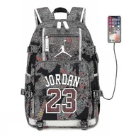 Plecaki - Nba Peripheral Series Star Wielofunkcyjny plecak USB Luminous Fluorescent Backpack A-r Czerwony Jordan - miniaturka - grafika 1