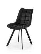 Krzesła - Halmar Pikowane welurowe krzesło na czarnych nogach - czarny - miniaturka - grafika 1