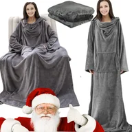 Bluzy damskie - KOC BLUZA CIEPŁA OVERSIZE KOCOBLUZA 2W1 GRUBA XXL FUTRZAK DŁUGA DAMSKA MĘSK - miniaturka - grafika 1