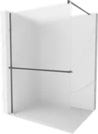 Ścianki i drzwi prysznicowe - Mexen Kioto+ ścianka prysznicowa z półką Walk-in 140 x 200 cm, szron, gun metal - 800-140-121-95-30 - miniaturka - grafika 1