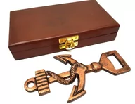 Korkociągi i otwieracze - Otwieracz w pudełku KEMIS kotwica, złota, 18,5x11x4,5 cm - miniaturka - grafika 1