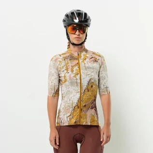 Koszulki i topy damskie - Damska koszulka rowerowa Jack Wolfskin GRAVEX PRINTED FZ S/S W STRATA salted caramel - XS - grafika 1