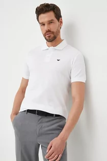 Koszulki męskie - Emporio Armani polo bawełniane kolor biały gładki - grafika 1
