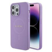 Etui i futerały do telefonów - Guess GUHMP15XPSAHMCU iPhone 15 Pro Max 6.7" fioletowy/purple hardcase Saffiano MagSafe - miniaturka - grafika 1
