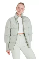 Płaszcze damskie - Trendyol Damska kurtka zimowa z kołnierzem mandaryńskim, jednokolorowa, oversize, płaszcz, Miętowy, M - miniaturka - grafika 1