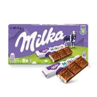Czekolada - Milka Czekolada mleczna z mleka alpejskiego z nadzieniem mlecznym 87,5 g (8 sztuk) - miniaturka - grafika 1