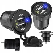 Ładowarki samochodowe - ŁADOWARKA DO SAMOCHODU ŁODZI KAMPERA MOTYCYKLA 3,4A GNIAZDO 2x USB 12V 24V - miniaturka - grafika 1