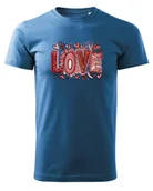 Koszulki i topy damskie - Koszulka na Walentynki Kolorowe LOVE Jasnoniebieski S - miniaturka - grafika 1