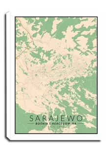 Sarajewo mapa kolorowa - obraz na płótnie Wymiar do wyboru: 70x100 cm - Obrazy i zdjęcia na płótnie - miniaturka - grafika 1