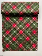 Obrusy i serwetki - Bawełniany świąteczny plamoodporny bieżnik zielonego koloru z klatkę - miniaturka - grafika 1