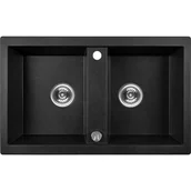 Zlewozmywaki - Laveo Barbados - zlewozmywak 2-komorowy bez ociekacza czarny SBB 720T - miniaturka - grafika 1