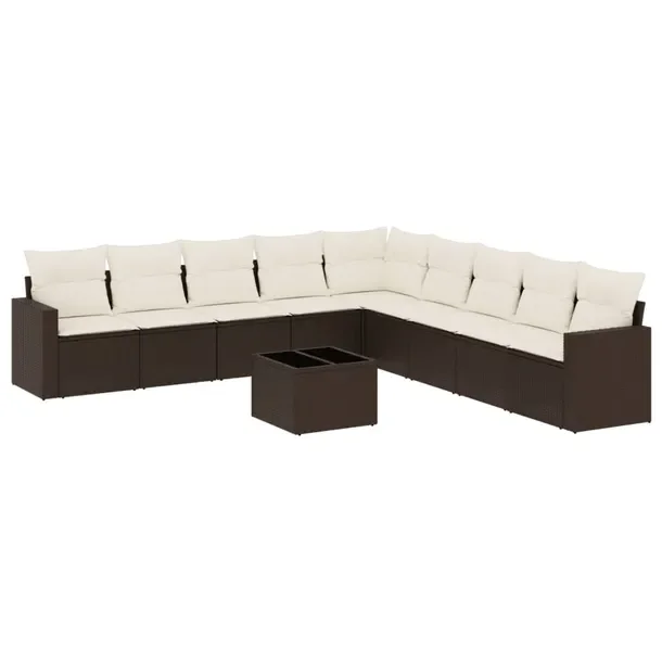 Zestaw mebli ogrodowych modułowych brązowy rattan PE z poduszkami 62x62x6