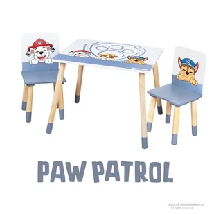 roba Zestaw do siedzenia dla dzieci Psi Patrol – 2 krzesła dziecięce i 1 stół dla dzieci – zestaw do siedzenia/meble do siedzenia z kreskówką psy – drewno białe – od 18 miesięcy - Stoliki dla dzieci - miniaturka - grafika 1