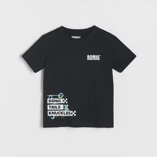 Koszulki dla chłopców - Reserved - T-shirt oversize Sonic - Czarny - grafika 1