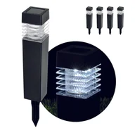 Lampy ogrodowe - Zestaw 4x lampa ogrodowa LED ELISA wbijana SOLARNA słupek 40cm barwa zimna - miniaturka - grafika 1