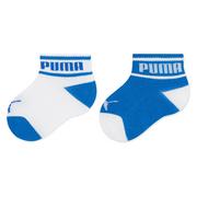 Skarpetki dla dzieci - Zestaw 2 par wysokich skarpet dziecięcych Puma Baby Wording Sock 2P 935479 White / Blue 03 - miniaturka - grafika 1