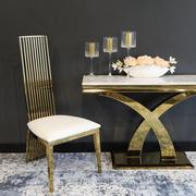 Krzesła - Krzesło glamour Parker Gold White - złote krzesło tapicerowane białe - miniaturka - grafika 1