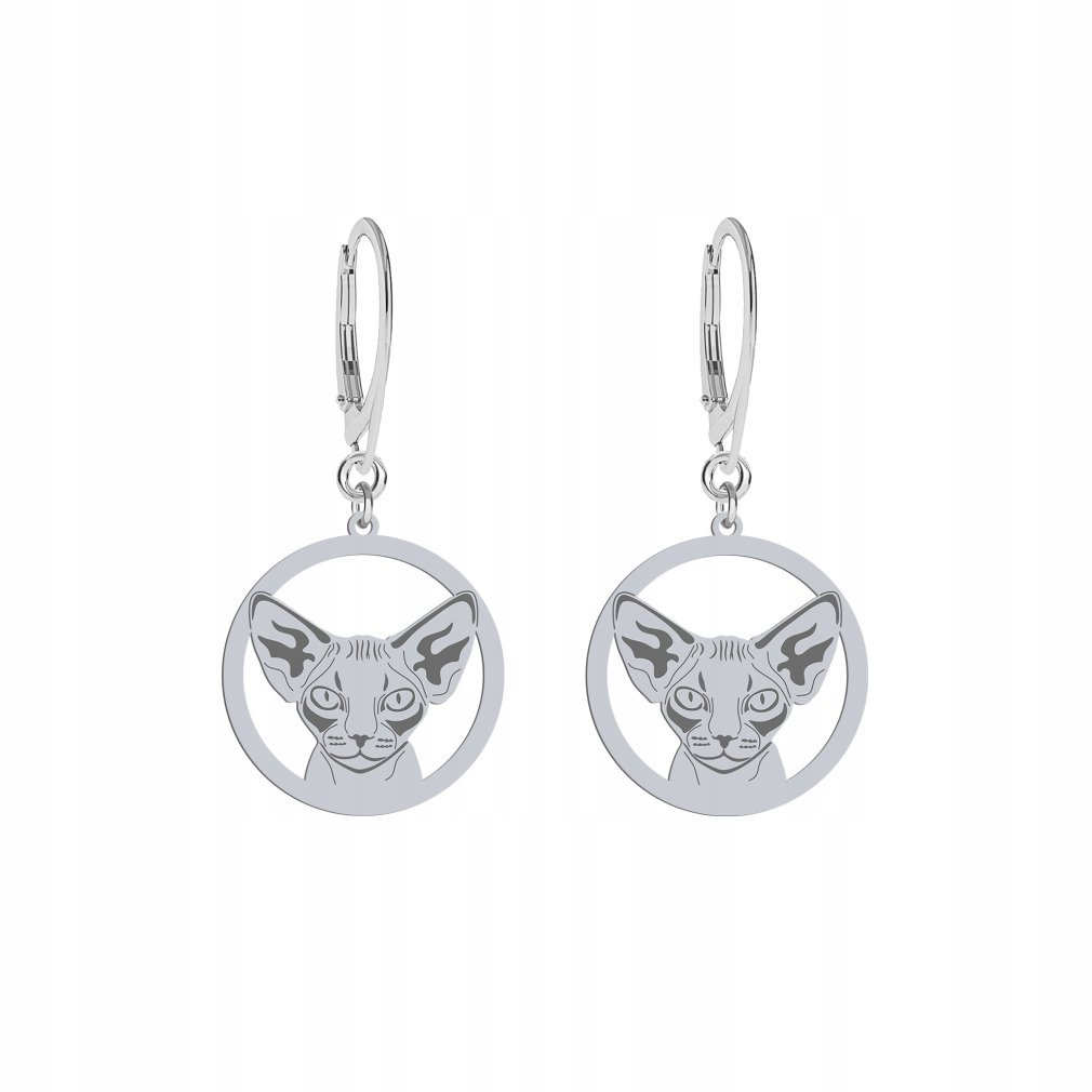 Kolczyki Srebrne Kot Devon Rex 925 Prezent Biżuteria Kobieta GRAWER GRATIS