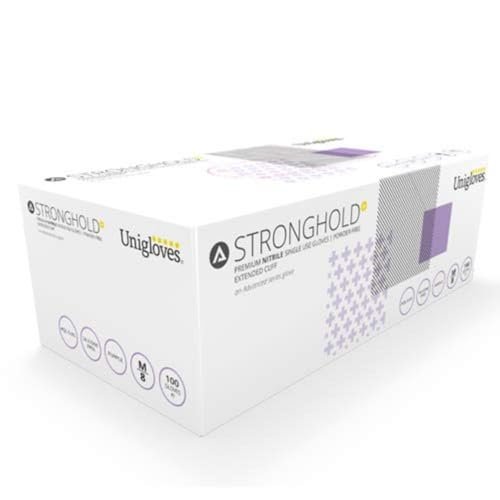 UniGloves Stronghold fioletowe rękawiczki bez proszku nitrylowe - pudełko 100 sztuk (bardzo duże)