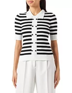 Swetry damskie - Morgan damski sweter z krótkim rękawem MARKI czarny TL, Czarny/Off White, L - miniaturka - grafika 1