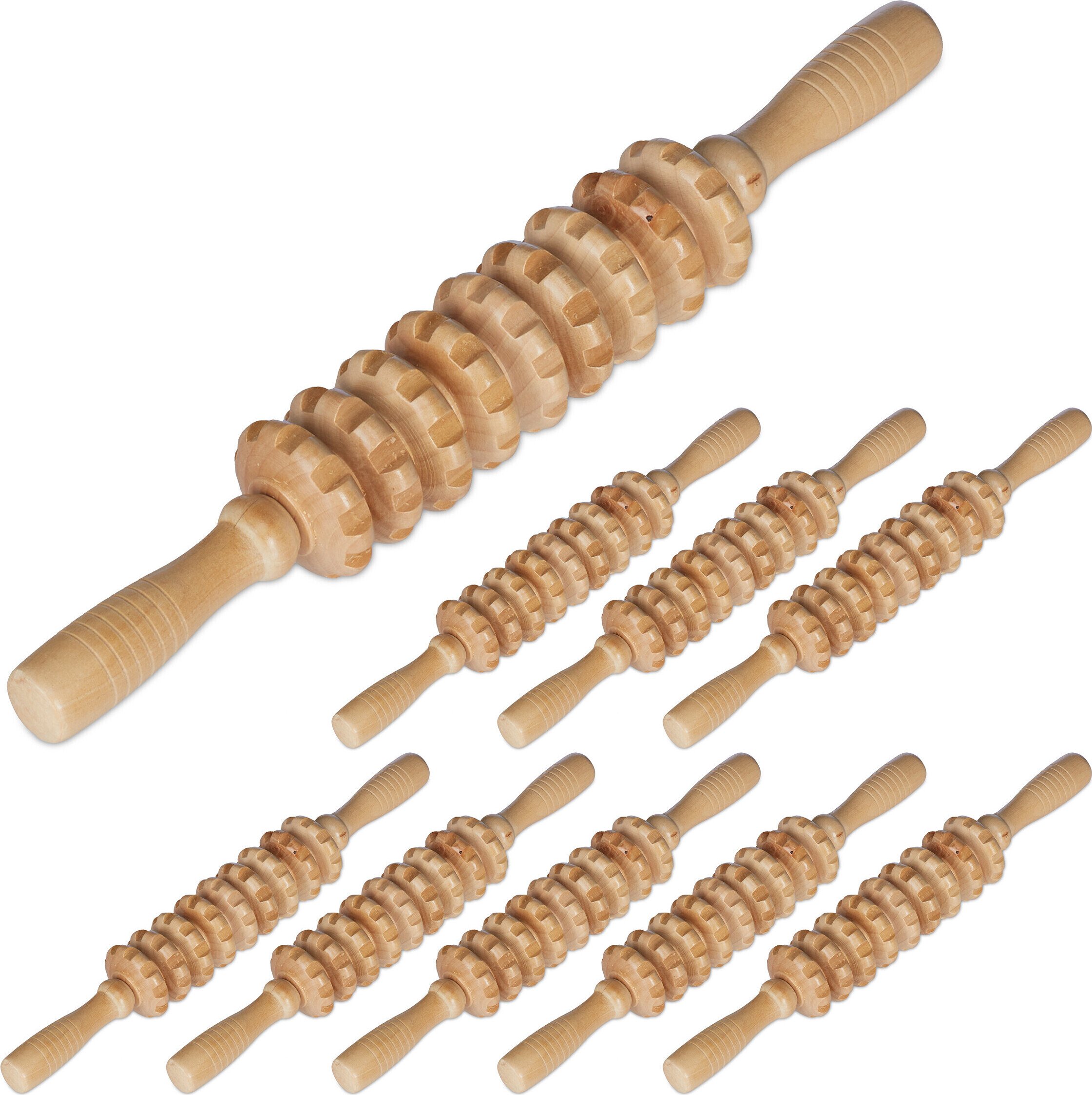 relaxdays 9 x wałek do masażu wykonany z drewna