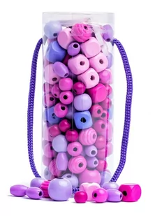 Woodyland Koraliki do nawlekania w tubie fioletowo-różowe WD90219 - Prace ręczne dla dzieci - miniaturka - grafika 1
