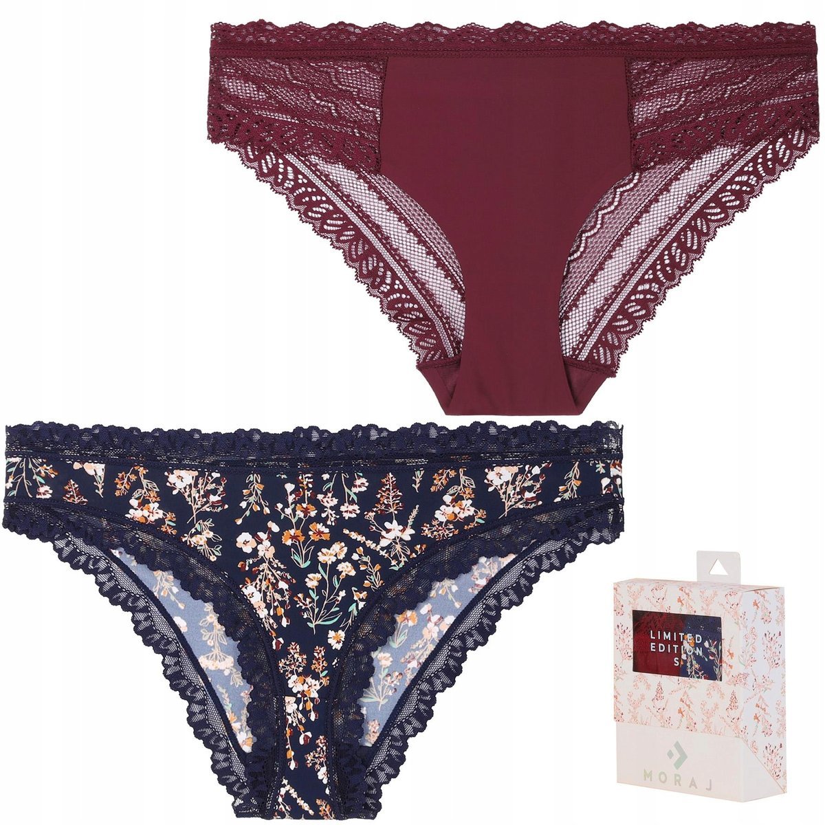 2X Majtki Damskie Figi Eleganckie Premium Moraj M