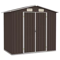 Altany ogrodowe - vidaXL Szopa ogrodowa, brązowa, 205x129x183 cm, stal galwanizowana - miniaturka - grafika 1