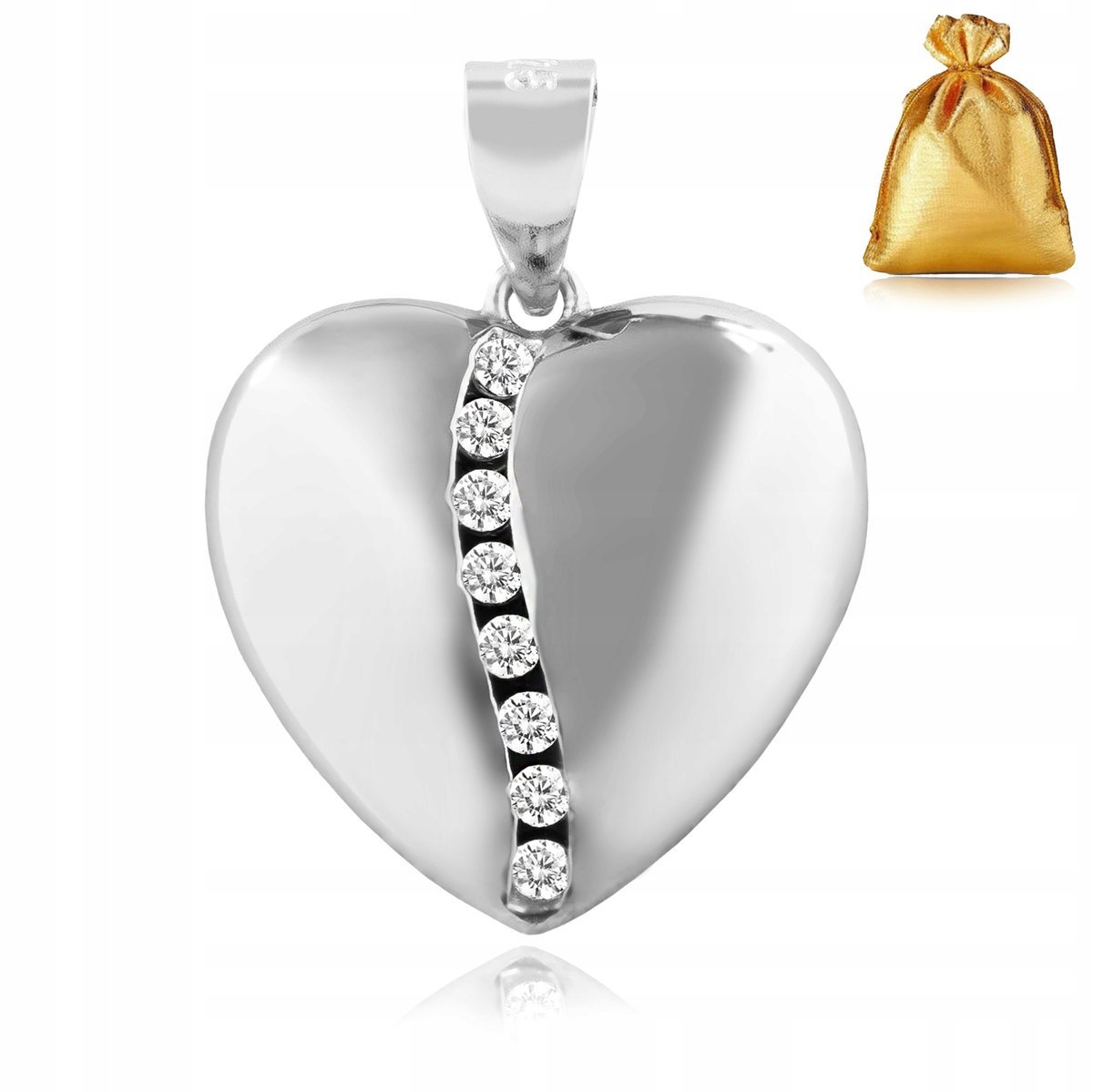 ZAWIESZKA SERCE 925 WISIOREK SREBRNY SERDUSZKO CYRKONIE / NA 18 20 URODZINY