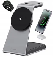 Ładowarki do telefonów - Bezprzewodowa Ładowarka 3w1 Qi Magsafe Na Telefon Zegarek Słuchawki / Omni Power 15w - miniaturka - grafika 1