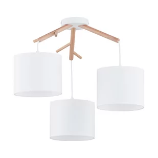 TK Lighting Albero 6553 lampa wisząca zwis 3x60W E27 biała/jasne drewno - Lampy sufitowe - miniaturka - grafika 1
