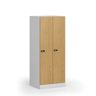 Szafa ubraniowa obniżona 2-drzwiowa, 1500 x 600 x 500 mm, zamek mechaniczny z kodem, drzwi laminowane, buk - Szafki BHP - miniaturka - grafika 1