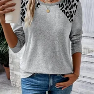 Bluzki damskie - TEMU 2025 Wiosna/Jesień Nowość Sztruksowa Tkanina Europejski i Amerykański Styl Damska Bluza z Długim Rękawem i Okrągłym Dekoltem, Modna Bluzka w - miniaturka - grafika 1