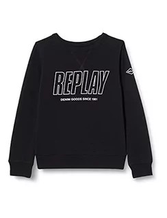 Bluzy dla chłopców - Replay Bluza chłopięca z logo, mieszanka bawełny, czarna (Black 098), 4 lata, czarny (098 Black), 4 lat - grafika 1