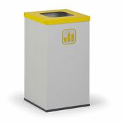 Kosze biurowe - Kosz do segregacji śmieci ze stojakiem na worki 60 l, szary/żółty - miniaturka - grafika 1