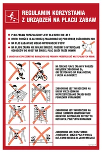 NE001 REGULAMIN KORZYSTANIA Z URZĄDZEŃ NA PLACU ZABAW, ON - BLACHA OCYNK; (500X750MM) - Tablice BHP - miniaturka - grafika 1