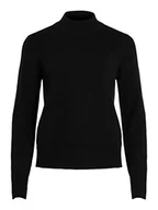 Swetry damskie - Vila Damski sweter z okrągłym dekoltem L/S Knit TOP-NOOS, czarny, L, czarny, L - miniaturka - grafika 1