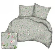 Pościel - Karo Pościel z kory 160x200 szara różowa kwiaty A1121_2 Kora 23 - miniaturka - grafika 1