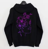 Bluzy damskie - czarna damska bluza z kapturem - miniaturka - grafika 1