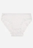 Majtki damskie - Białe Koronkowe Majtki Typu Figi z Elastycznej Bawełny Pleonta - miniaturka - grafika 1
