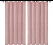 Zasłony - Voppi Zasłony welurowe na taśmie marszczącej 140x160 cm krótka zasłona okienna pudrowy róż 2 sztuki - miniaturka - grafika 1