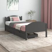 Łóżka - Lumarko Rama łóżka z 2 szufladami, ciemnoszara, lite drewno, 100x200 cm - miniaturka - grafika 1