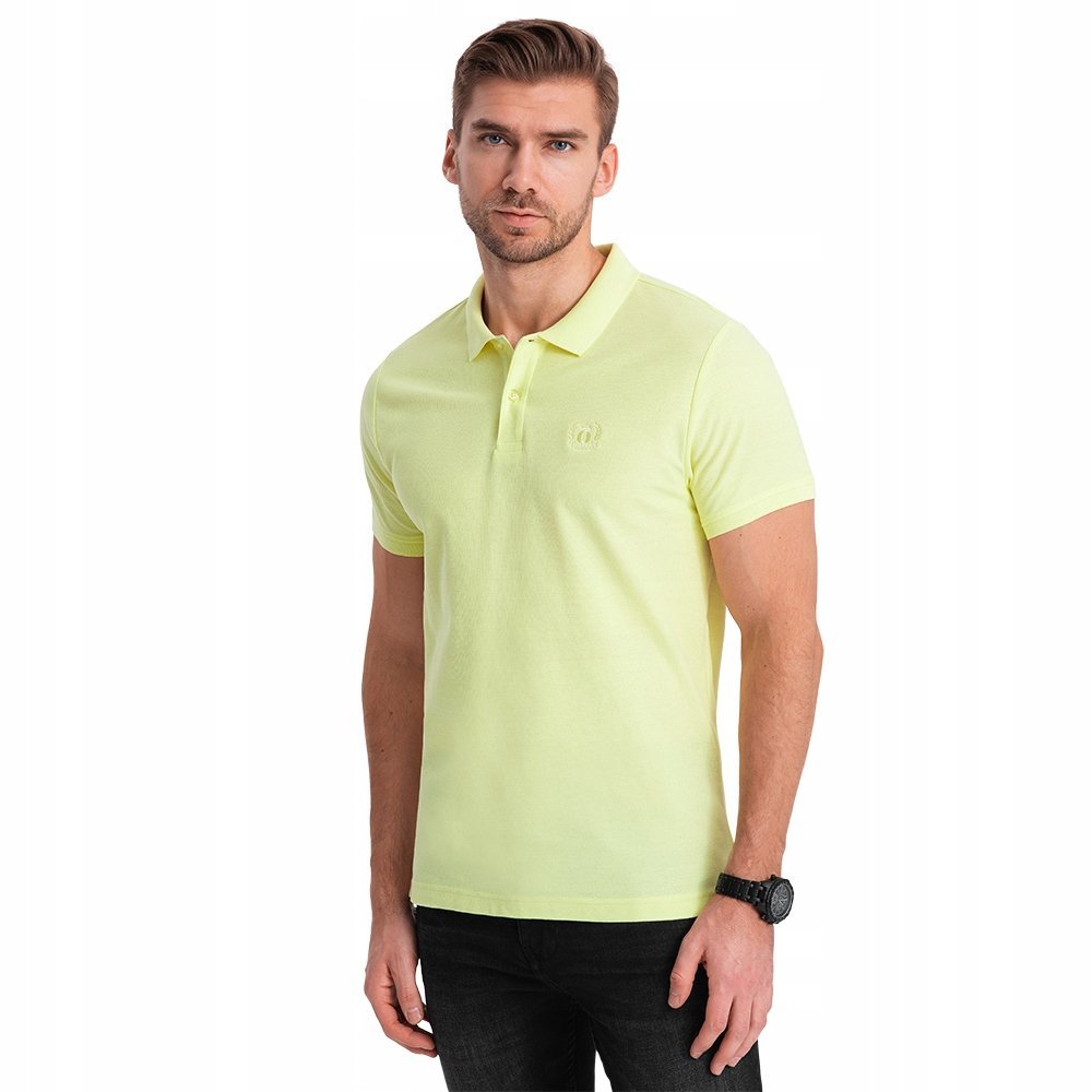 Koszulka męska polo dzianina limonkowy S1374 S