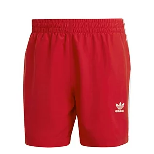 Kąpielówki męskie - adidas, Originals Adicolor kostium kąpielowy, 3 paski, szkarłat/biały, rozmiar M, męski - grafika 1