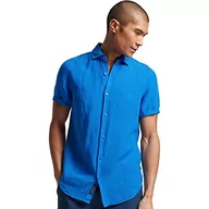 Bluzy męskie - Superdry Studios Casual Linen S/S Shirt Męska bluza, French Blue, XL - miniaturka - grafika 1