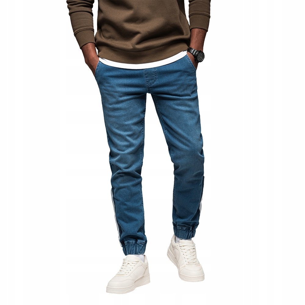 Modne jeansowe joggery męskie wygodne niebieskie Ombre OM-PADJ-0156 V3 XXL