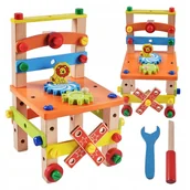 Klocki - Warsztat Drewniany Krzesło Narzędzia Dla Dzieci Xxl Zestaw Majsterkowicza - miniaturka - grafika 1