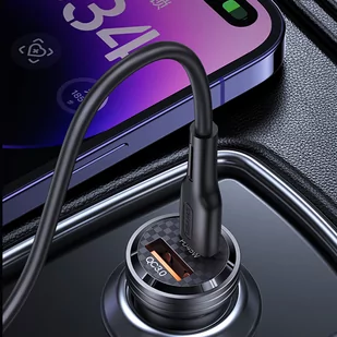 USAMS Ład. sam. C35 USB+USB-C 45W Fast Charge fioletowy/purple CC175CC02 (US-CC175) - Ładowarki samochodowe - miniaturka - grafika 4
