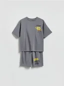 Spodnie i spodenki dla chłopców - Reserved - Bawełniany komplet SpongeBob - ciemnoszary - miniaturka - grafika 1