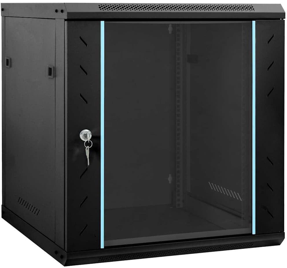 vidaXL Szafa sieciowa z przechowywaniem Czarny 60 x 45 x 65 cm Stal